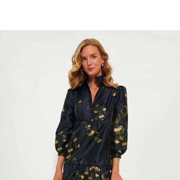 Tuckernuck | NEW Navy Jasmine Vine Jacquard Formal Palmerston Dress Size M - Picture 2 of 10